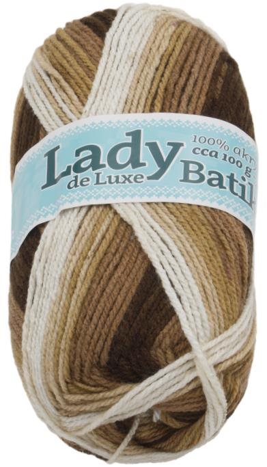 Lady de Luxe BATIK 100 g – 611 biela, béžová, hnedá