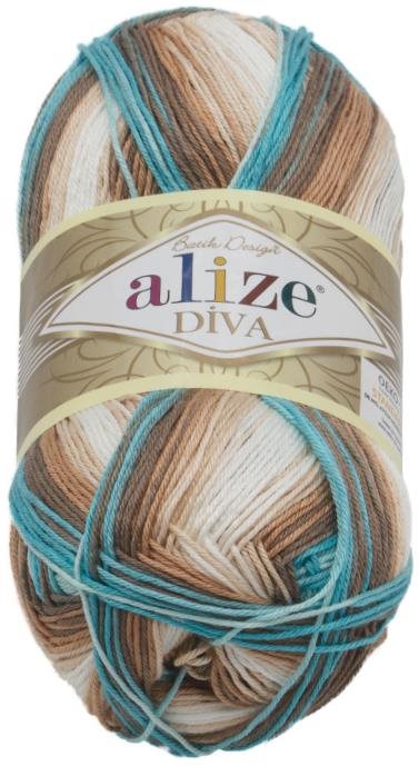 DIVA batik 100 g – 4603 biela, béžová, tyrkysová