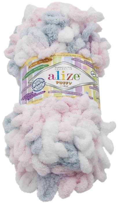 Puffy color 100 g – 5864 biela, sivá, svetloružová