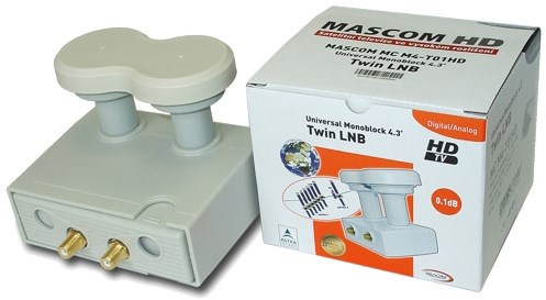 LNB Mascom Monoblock Twin MCM4T01HD Gold 4.3 °