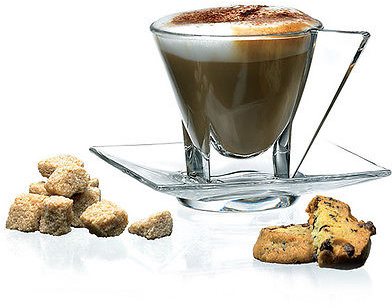 RCR Šálka s tanierikom na cappuccino 190 ml set 2+2 ks FUSION