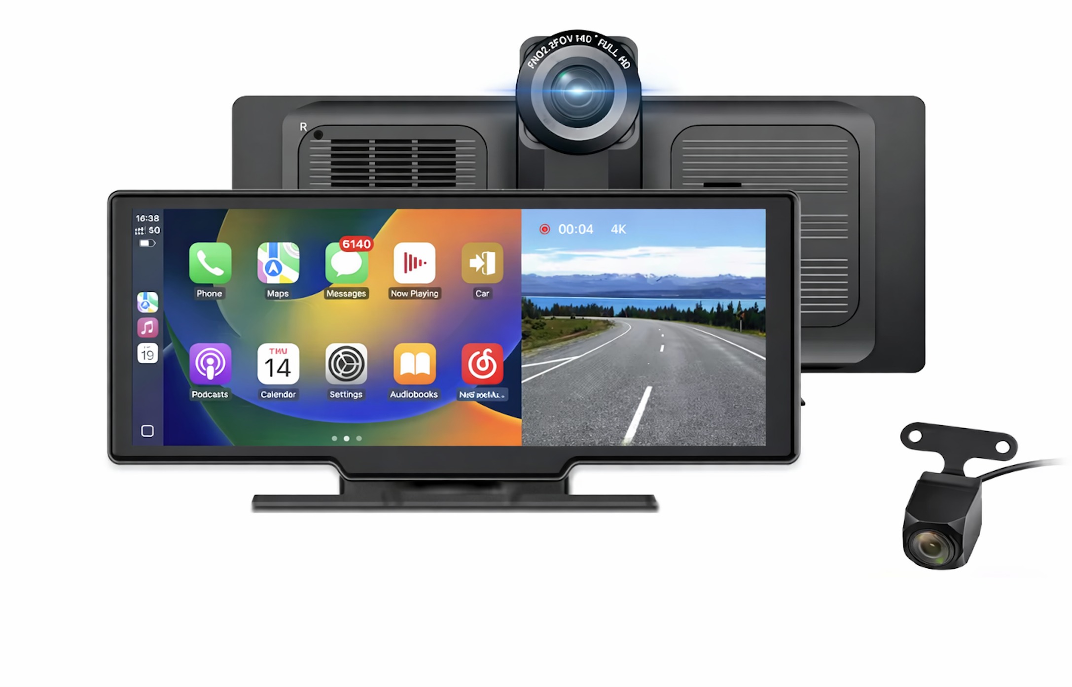 Junsun Monitor Autorádio s prednou aj zadnou kamerou, FM transmitter CarPlay a Android Auto