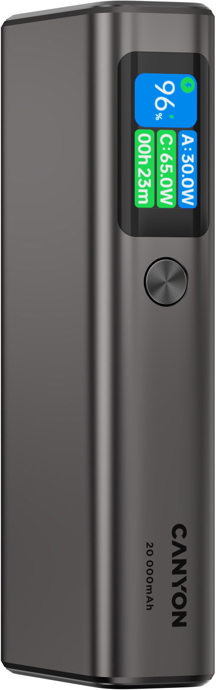 Canyon PB-230, 20000 mAh, PD 130 W, TFT displej, dark grey