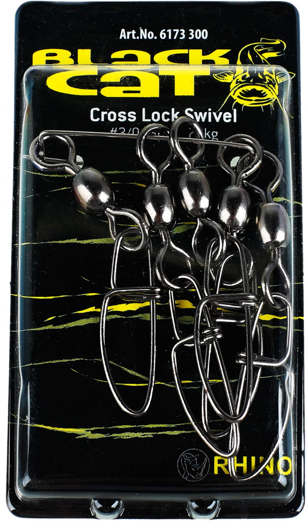 Black Cat s karabínkou Cross Lock Swivel Veľkosť 3/0 70 kg 5 ks