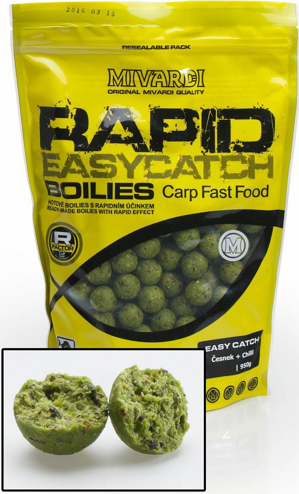Mivardi Boilies Rapid Easy Catch Cesnak & Chilli 24 mm 950 g