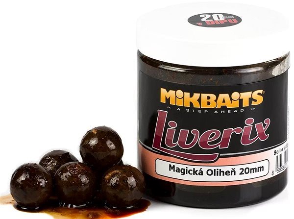 Mikbaits Liverix Boilie v dipe Magická Oliheň 20 mm 250 ml
