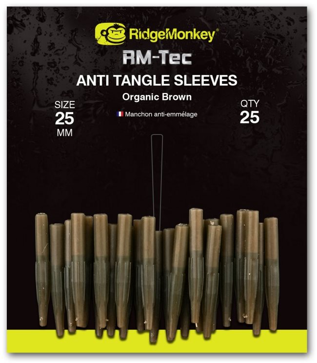RidgeMonkey RM-Tec Anti Tangle Sleeves 25 mm Hnedý 25 ks