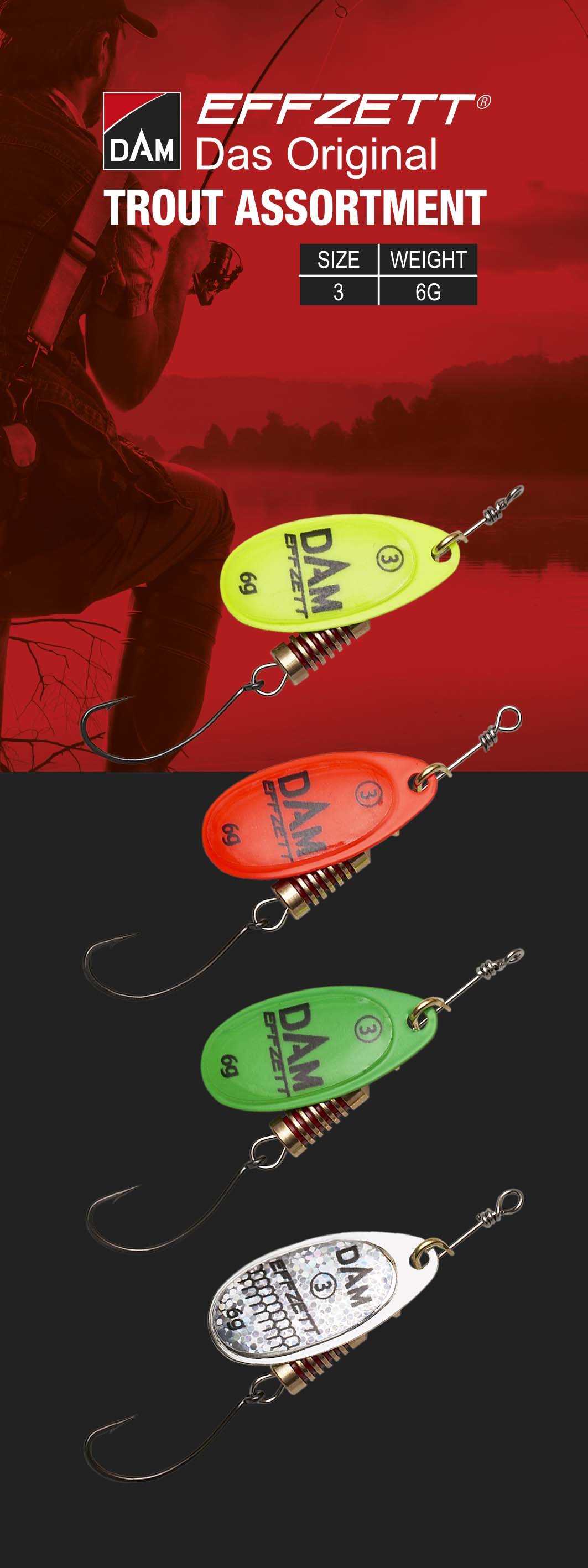 Effzett Trout Spinner Assortment 6 g Veľkosť 3 4 ks