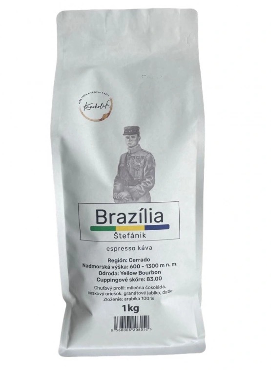 KÁVOHOLIK, káva Štefánik – Brazília YB, 100 % arabika, 1 kg, zrno