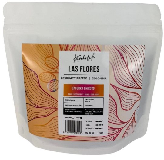 KÁVOHOLIK Kolumbia, Las Flores, Caturra Chiroso, washed, zrnková, 200 g