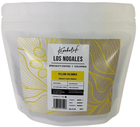 KÁVOHOLIK Kolumbia, Los Nogales, Yellow Colombia Alchemy Lot, Washed, zrnková, 200 g