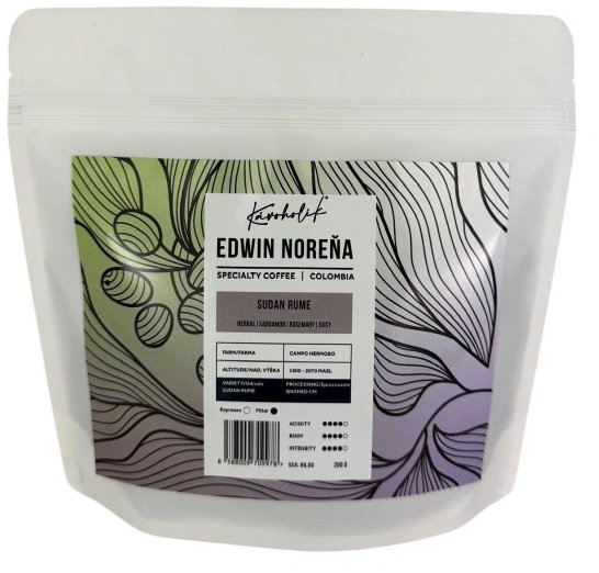 KÁVOHOLIK Kolumbia, Edwin Norena, Sudan Rume, Washed, zrnková, 200 g