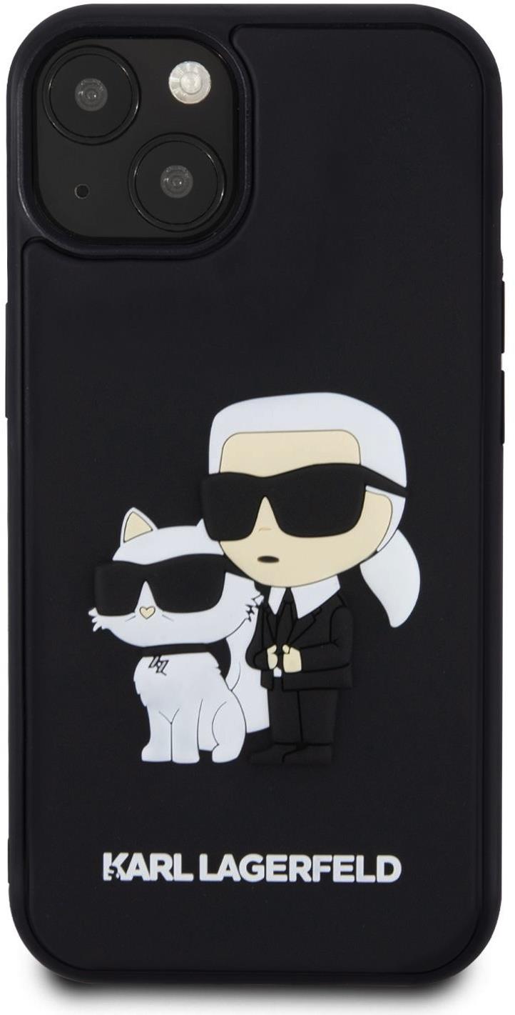 Karl Lagerfeld 3D Rubber Karl and Choupette Zadný Kryt na iPhone 13 Black