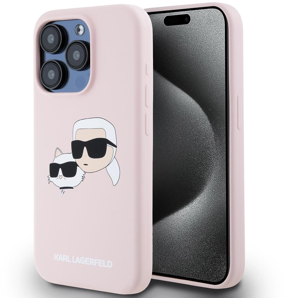 Karl Lagerfeld Liquid Silicone Double Heads MagSafe Zadný Kryt na iPhone 15 Pro Max Pink