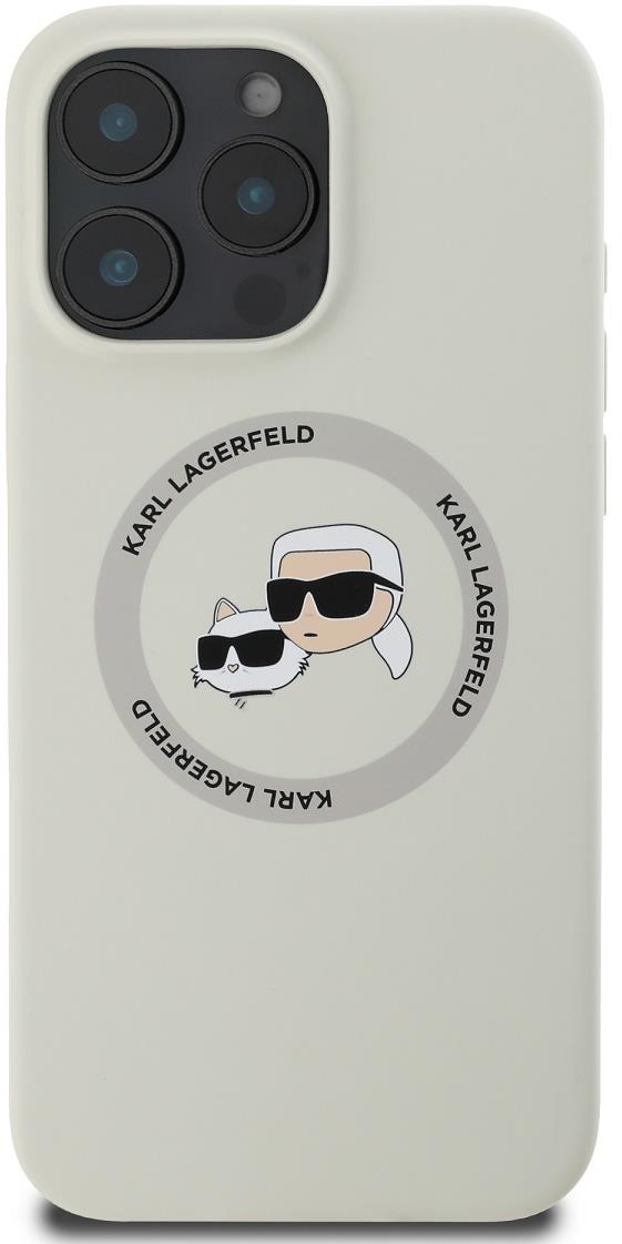 Karl Lagerfeld Liquid Silicone K&CH Heads MagSafe Zadný Kryt na iPhone 16 Pro Max Beige