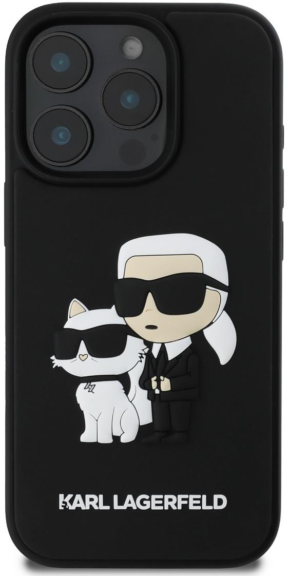 Karl Lagerfeld PU Saffiano Karl and Choupette Zadný Kryt pre iPhone 16 Pro Black