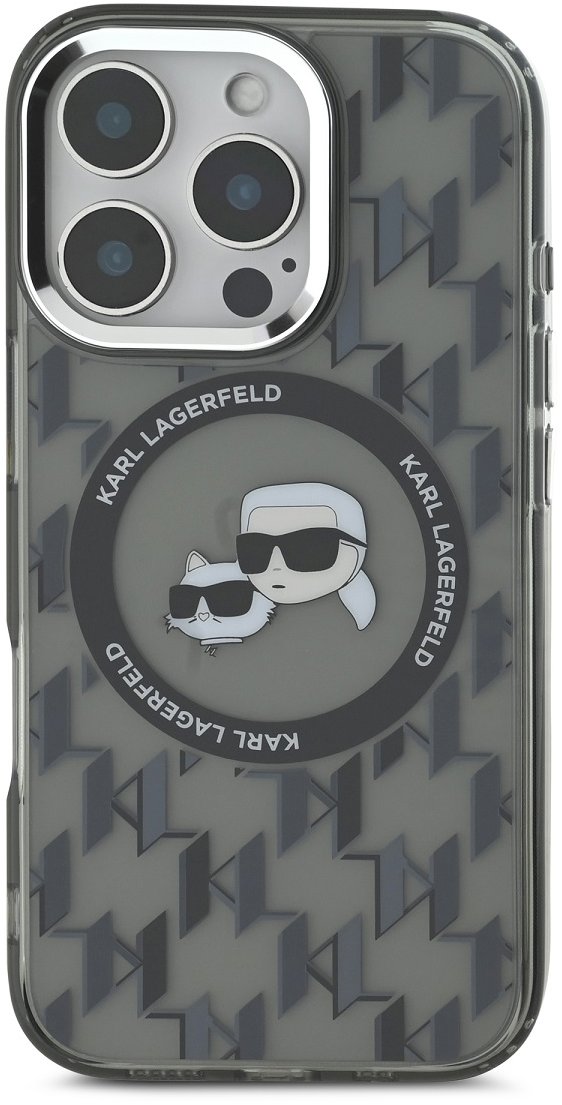 Karl Lagerfeld IML Monogram K&CH Heads MagSafe Zadný Kryt na iPhone 16 Pro Max Black
