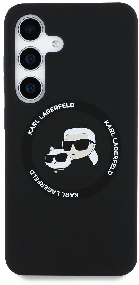 Karl Lagerfeld Liquid Silicone K & CH Heads MagSafe Zadný Kryt pre Samsung Galaxy S25 Black