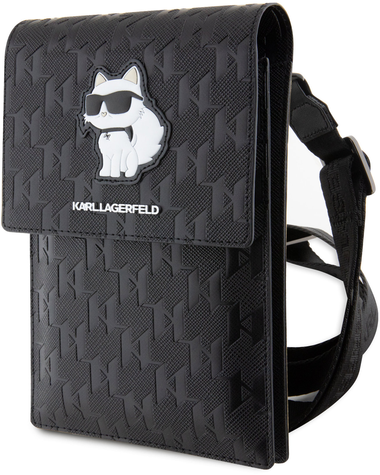 Karl Lagerfeld Saffiano Monogram Choupette NFT Taška na Telefón Black