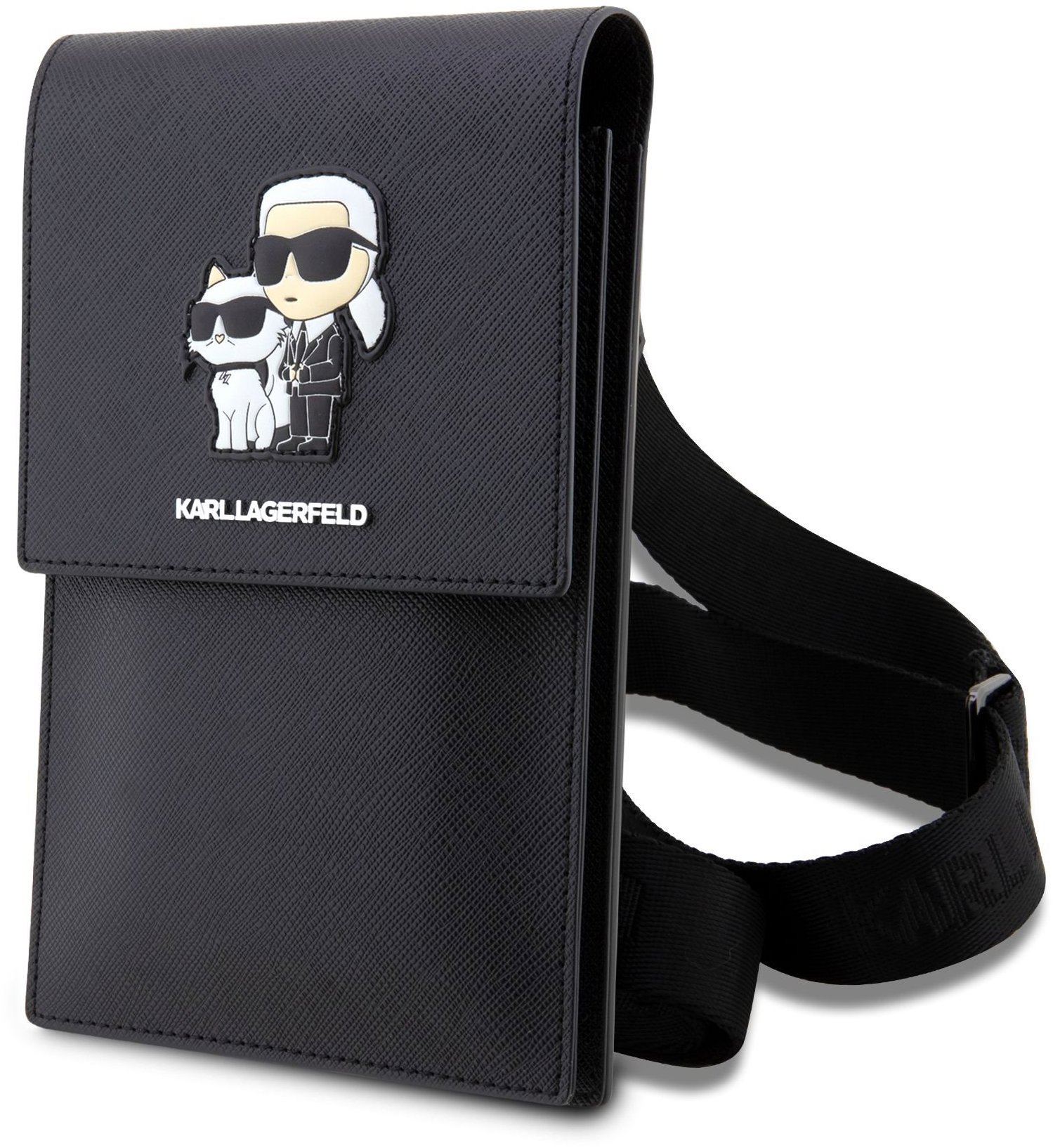 Karl Lagerfeld Saffiano Metal Logo NFT Taška na Telefón Black