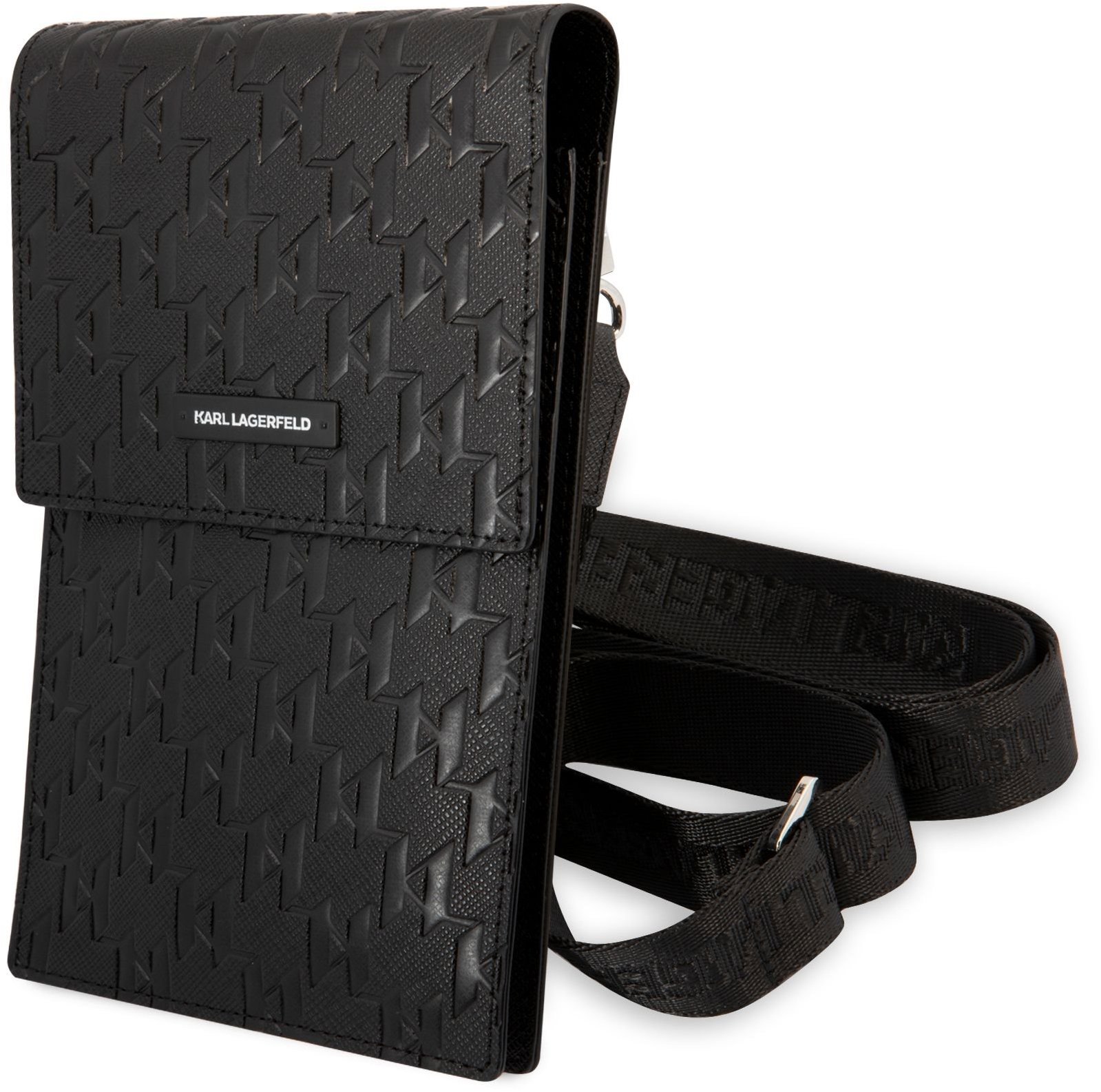 Karl Lagerfeld Saffiano Monogram Taška na Telefón Black