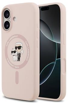 Karl Lagerfeld Liquid Silicone Karl and Choupette MagSafe Zadný Kryt pre iPhone 17 Pink