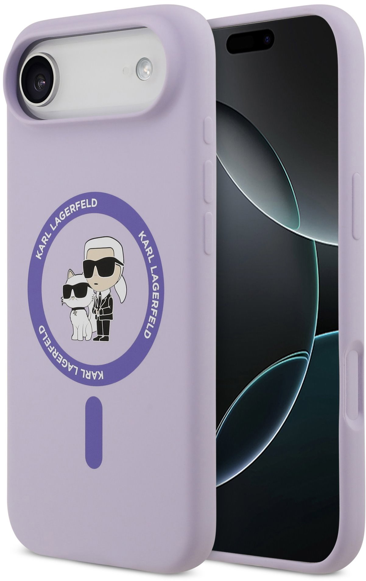 Karl Lagerfeld Liquid Silicone Karl and Choupette MagSafe Zadný Kryt pre iPhone Air Purple