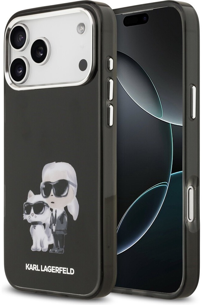 Karl Lagerfeld IML Aquarelle Karl and Choupette Zadný Kryt pre iPhone 17 Pro Black