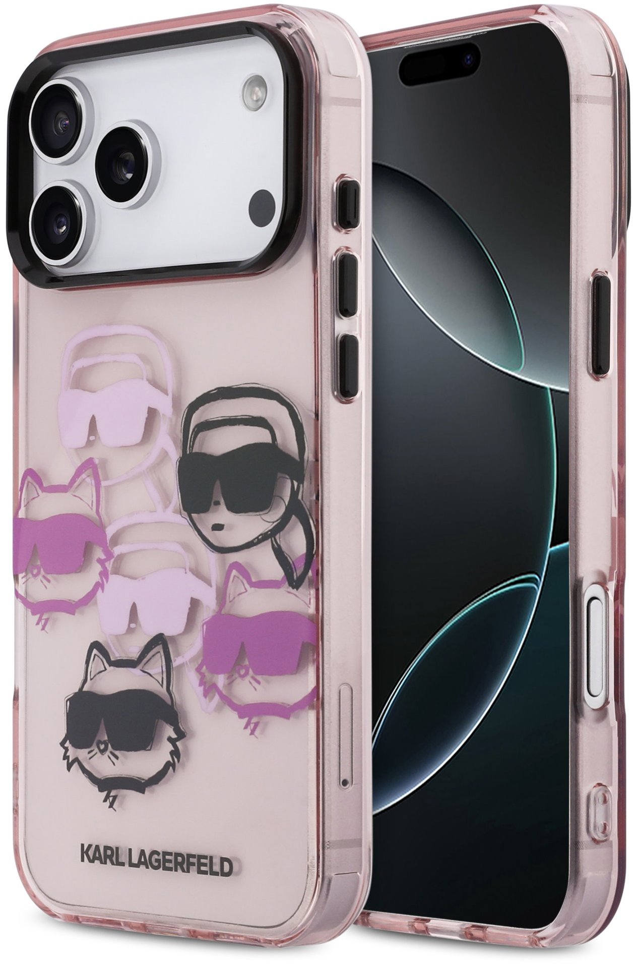 Karl Lagerfeld IML Multi K & CH Heads Zadný Kryt pre iPhone 17 Pro Max Pink