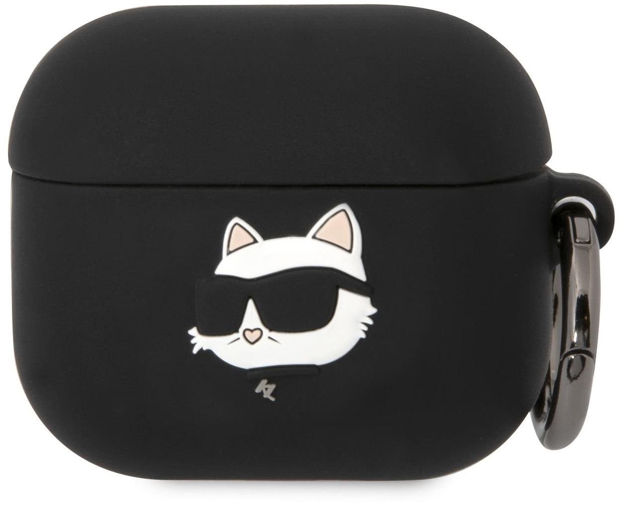 Karl Lagerfeld 3D Logo NFT Choupette Head Silikónové Puzdro na Airpods 3 Black