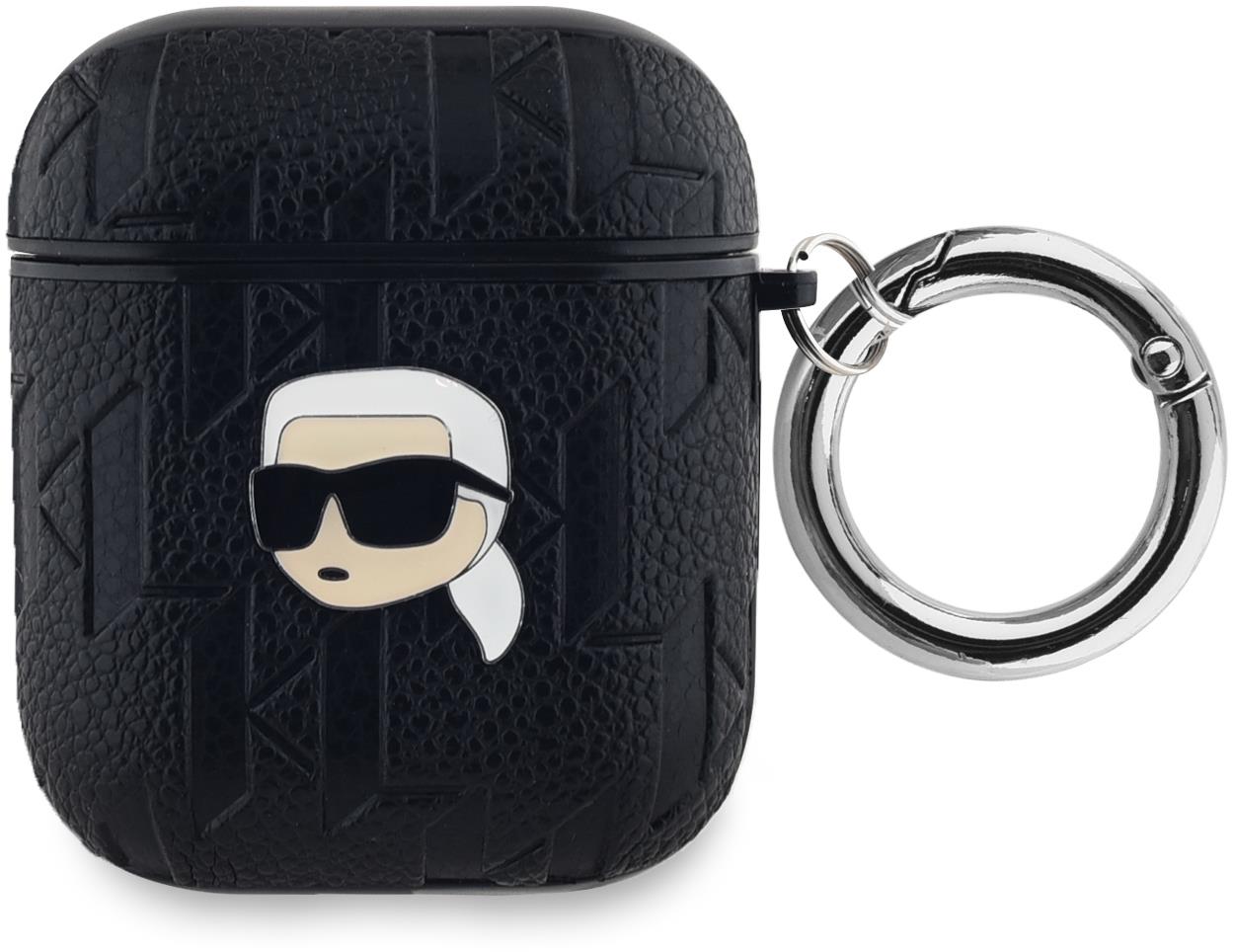 Karl Lagerfeld PU Embossed Karl Head Puzdro na AirPods 1/2 Black