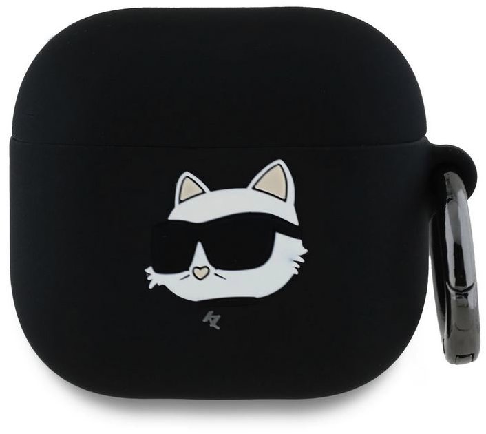 Karl Lagerfeld 3D Logo NFT Choupette Head Silikónové Puzdro na AirPods 4 Black