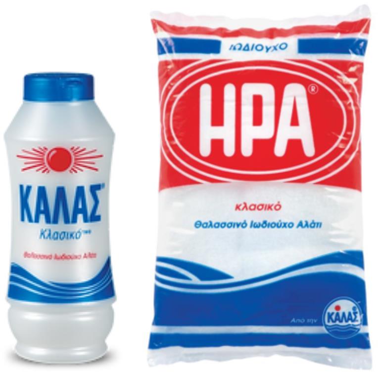 KALAS Jemná morská soľ CLASSIC 250 g + HERA Jemná jodidovaná 1 kg