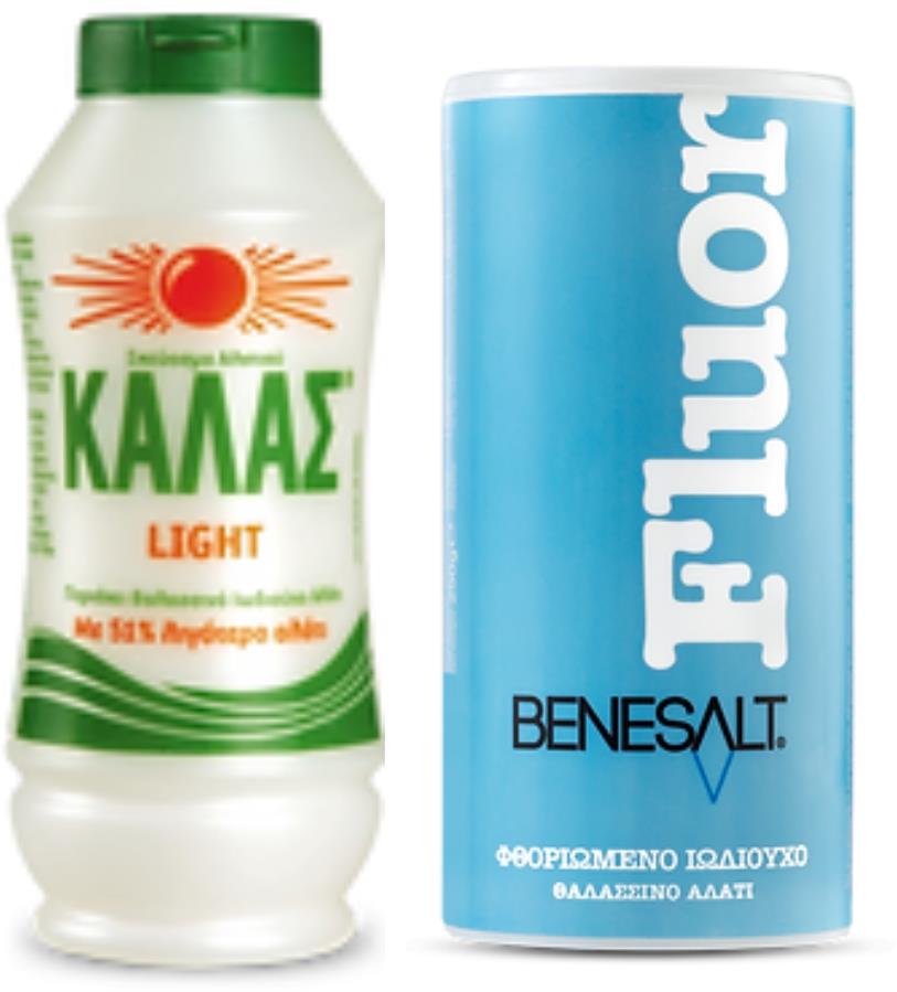 KALAS LIGHT Jemná morská soľ 375 g, o 51 % menej soli + BENESOĽ Fluorizovaná jodidovaná 250 g