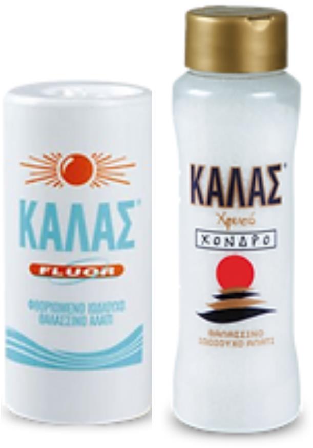 KALAS FLUOR Jemná fluórovaná jódovaná morská soľ 250 g + GOLDEN Hrubá 450 g