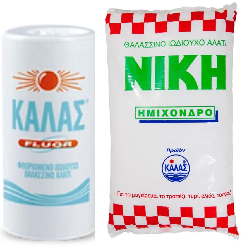 KALAS FLUOR Jemná fluórovaná jódovaná morská soľ 250 g + NIKI Polohrubá jodidovaná 1 kg