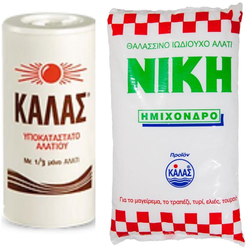 KALAS Jemná 250 g, obsahuje len 1/3 soli + NIKI Polohrubá jodidovaná 1 kg