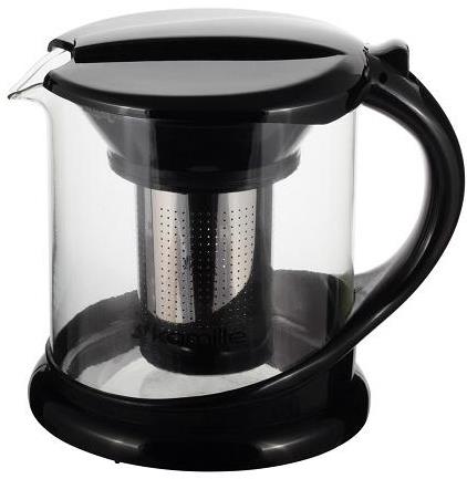 Kamille Sklenená kanvica na čaj s antikorovým sitkom 1000 ml, okrúhla