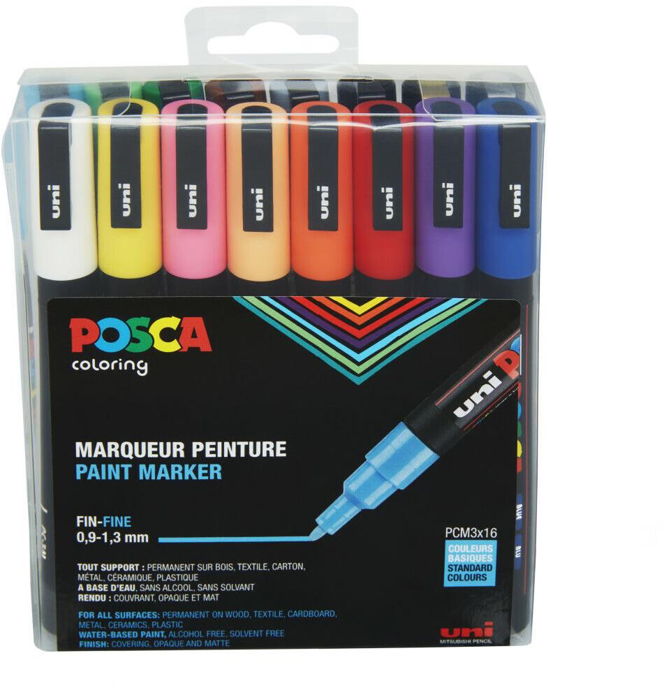 UNI PAINT Posca PC-3M, súprava 16 ks, 0,9 – 1,3 mm