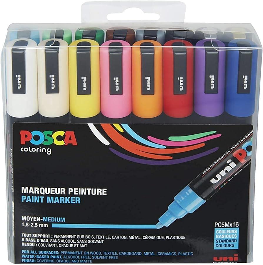 UNI PAINT Posca PC-5M, súprava 16 ks, 1,8 – 2,5 mm