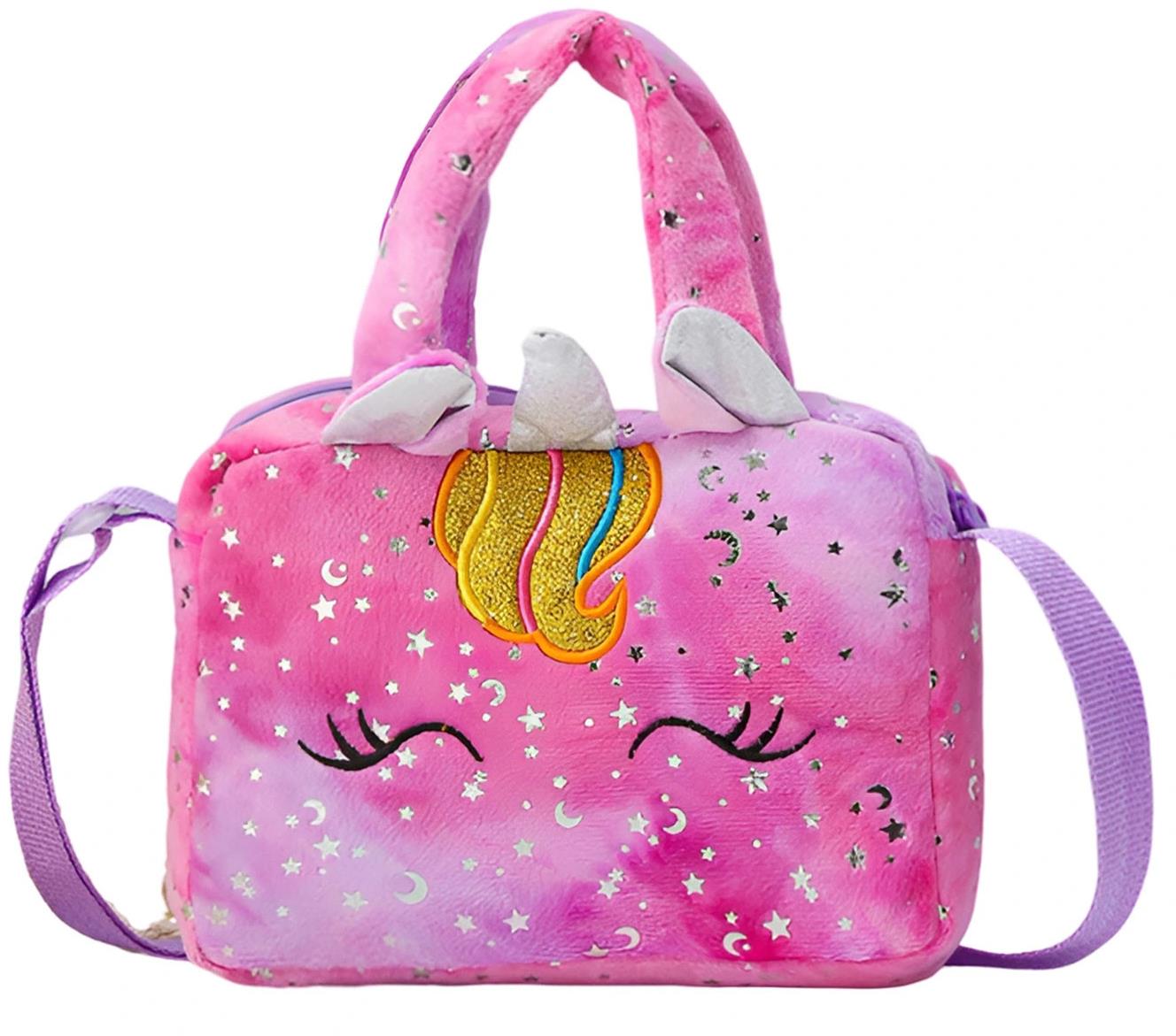 Excellent Plyšová kabelka tmavo ružová – Jednorožec