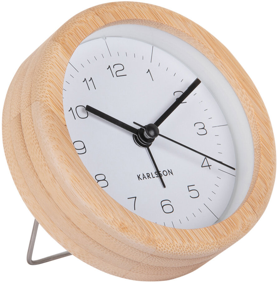 Karlsson Budík s bambusovým puzdrom NEAT, priemer 10 cm, biely