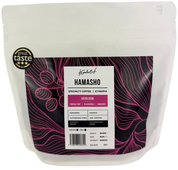 KÁVOHOLIK Etiópia, Hamasho, Heirloom, Natural, zrnková, 200 g