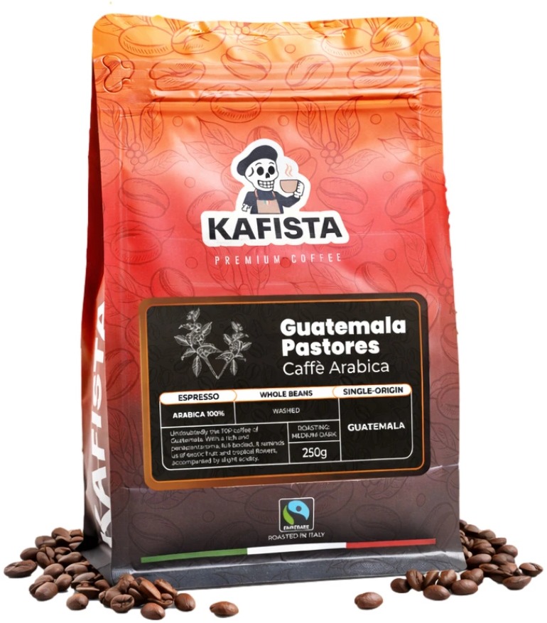 Kafista „Guatemala Pastores“ – Zrnková káva, 100 % Arabica, espresso Káva, Pražená v Taliansku 250 g