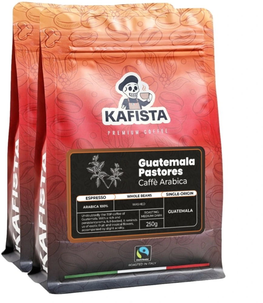 Kafista „Guatemala Pastores“ – Zrnková káva, 100 % Arabica, espresso Káva, Pražená v Taliansku 2× 25