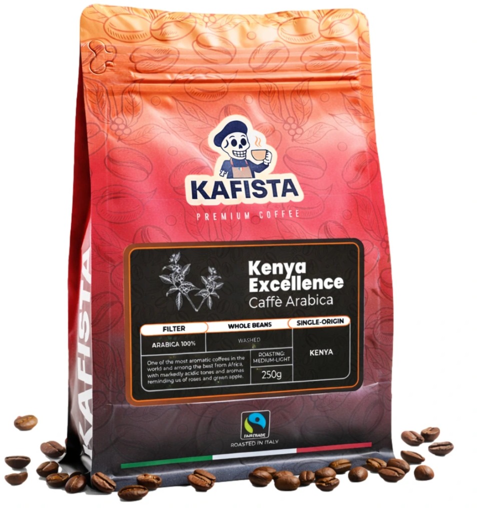 Kafista „Kenya Excellence“ – Zrnková káva, 100 % Arabica, Pražená v Taliansku 250 g
