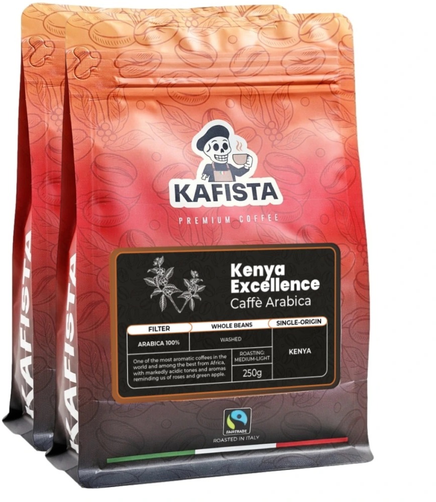 Kafista „Kenya Excellence“ – Zrnková káva, 100 % Arabica, Pražená v Taliansku 2× 250 g