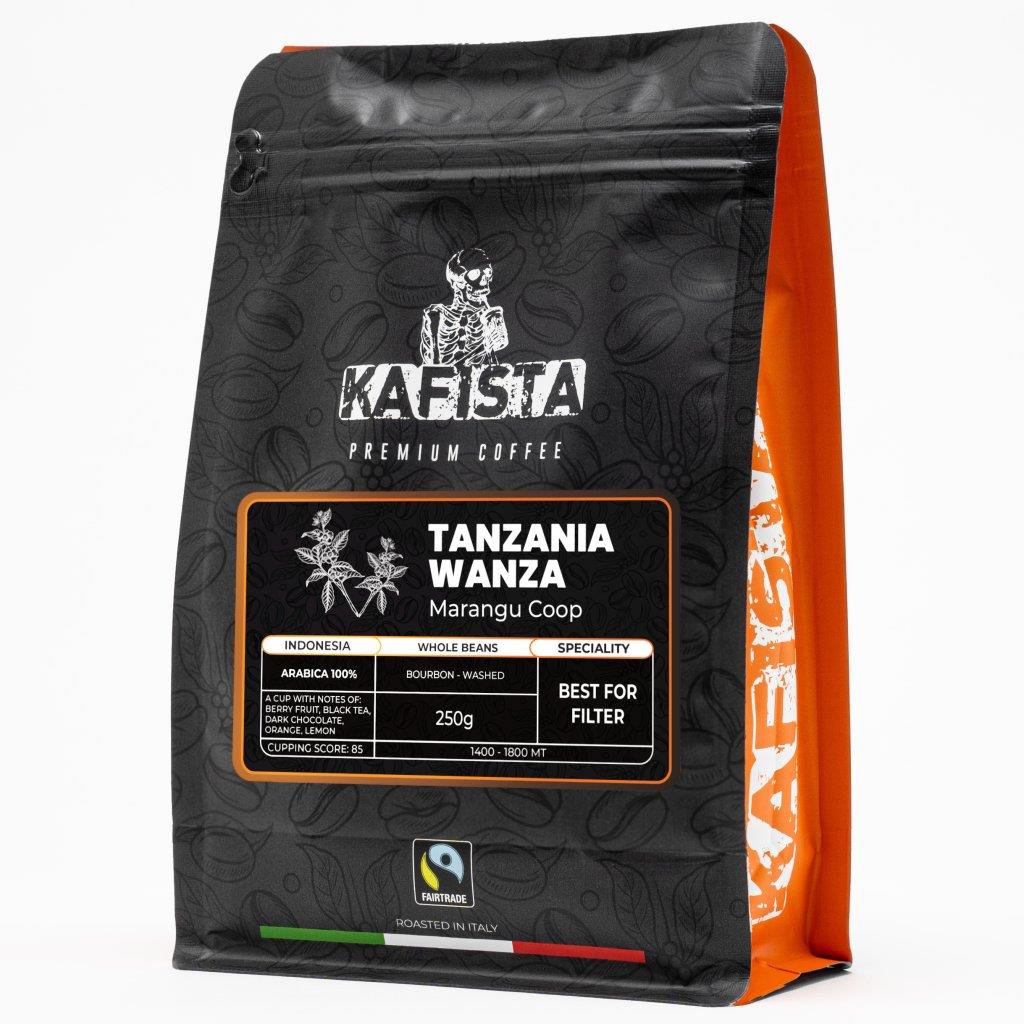 Kafista Výberová káva „Tanzania Wanza“ – 100 % Arabica – Zrnková Káva, Pražená v Taliansku 1× 250 g