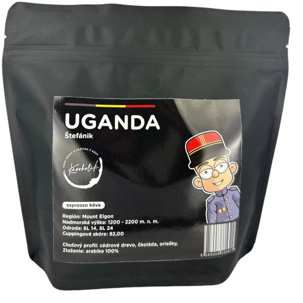KÁVOHOLIK, káva Štefánik – Uganda, 100 % arabika, 250 g, zrno