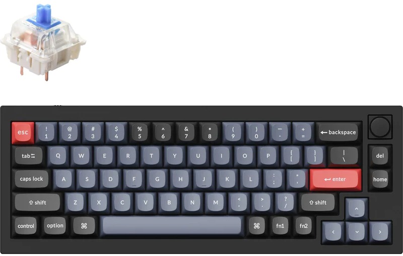 Keychron Q2 TKL QMK Gateron G PRO Hot-Swappable Blue Switch – US, čierna